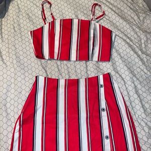 two piece crop top and skirt